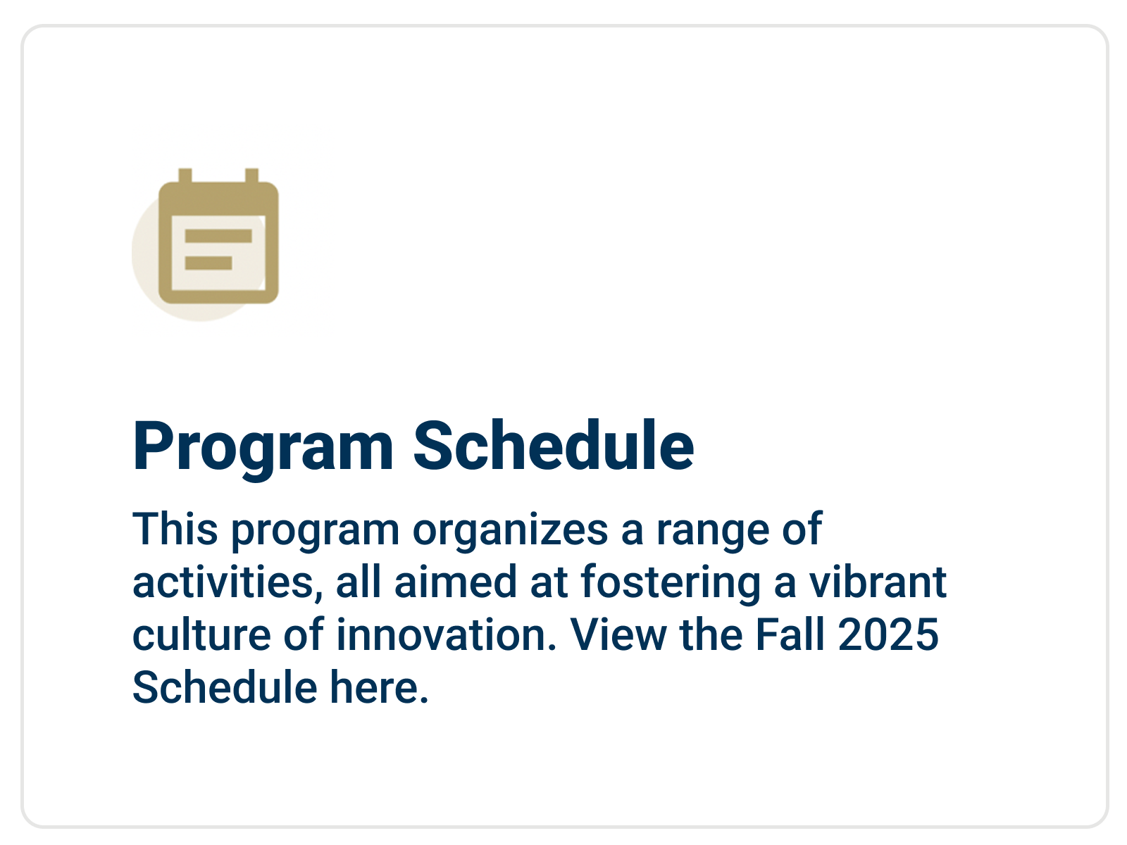 Program Schedule Information